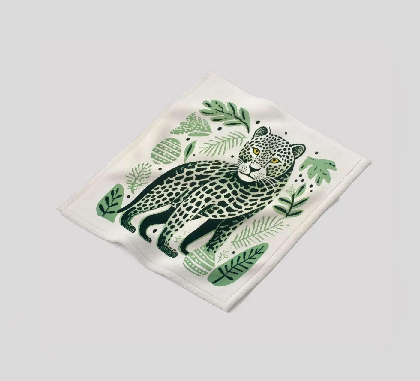 Green Leopard fleecedeken van Minimal Animal Art