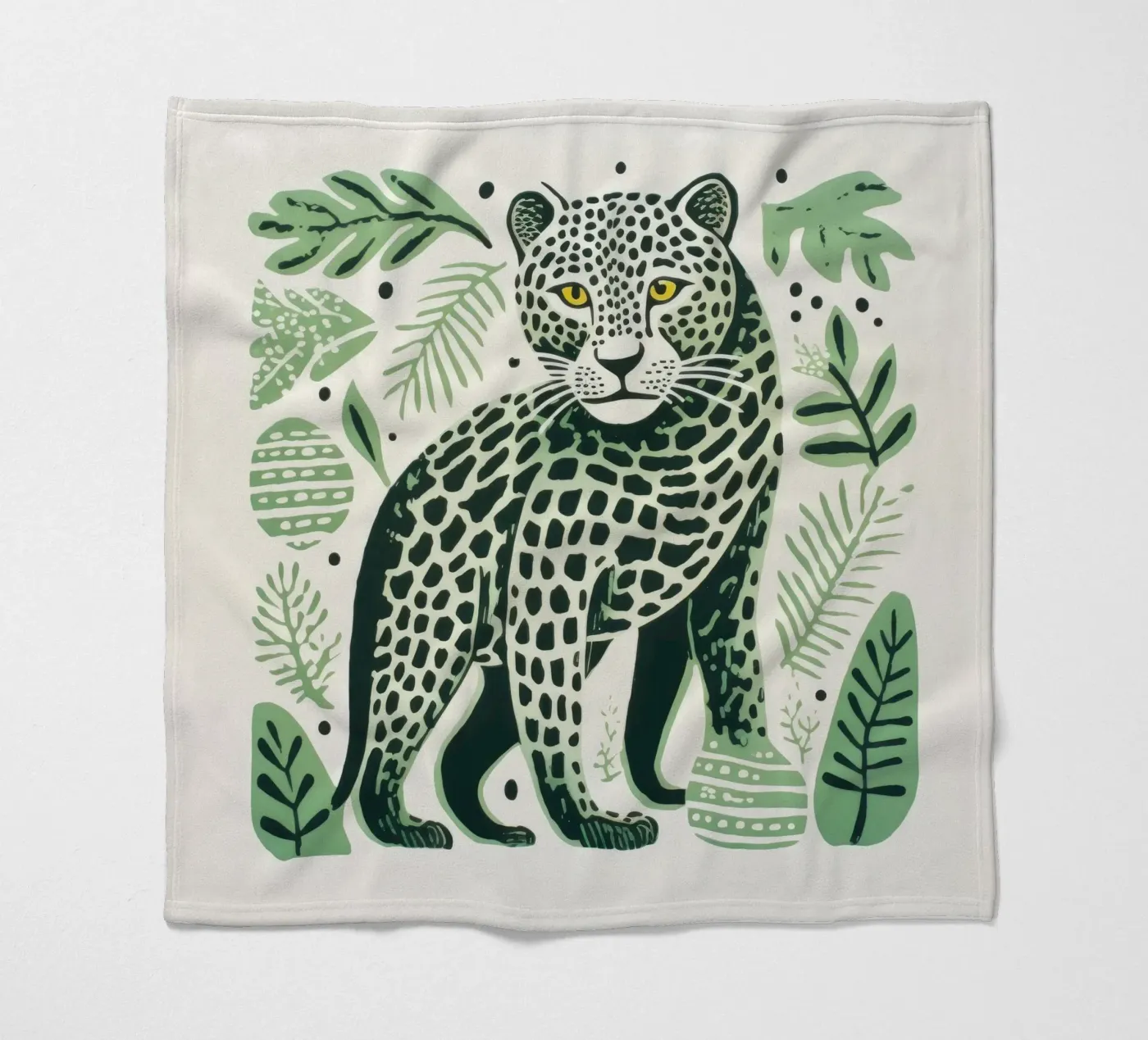 Green Leopard fleecedeken van Minimal Animal Art