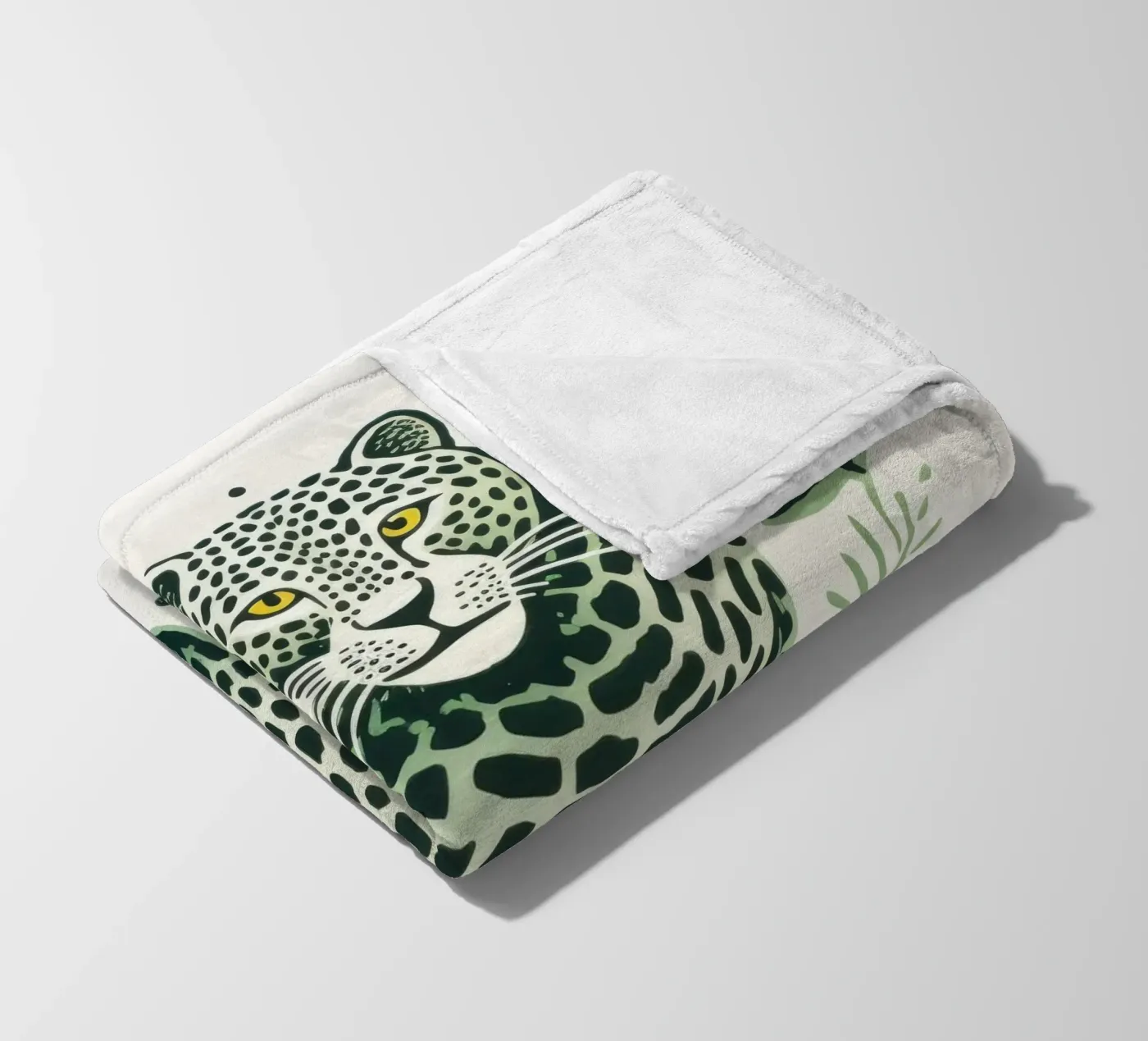 Green Leopard fleecedeken van Minimal Animal Art