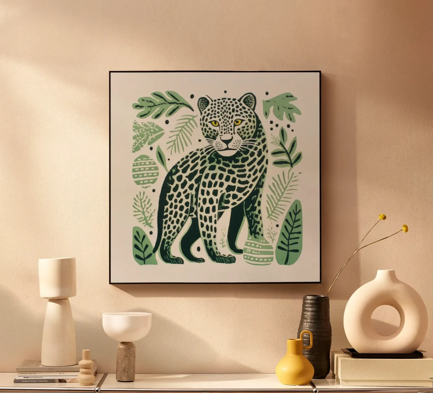 Leopardo verde plexiglass da Minimal Animal Art