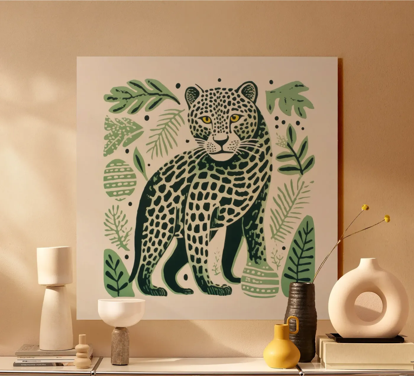 Leopardo verde plexiglass da Minimal Animal Art