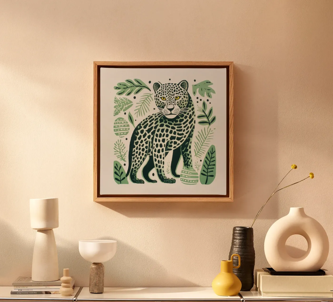 Léopard vert toile de Minimal Animal Art