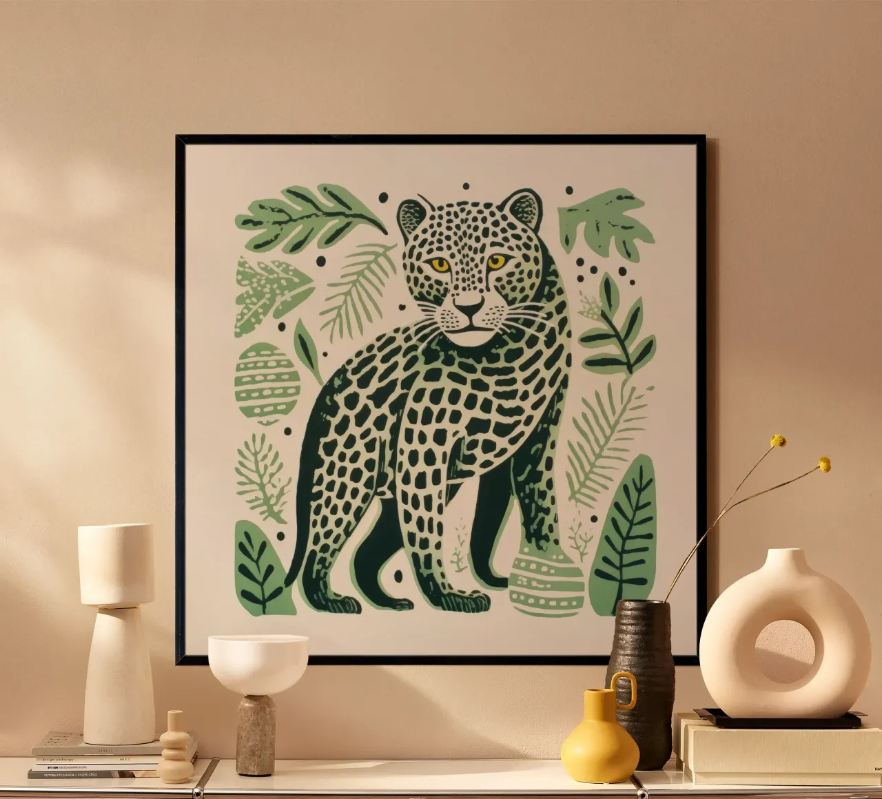 Léopard vert poster de Minimal Animal Art