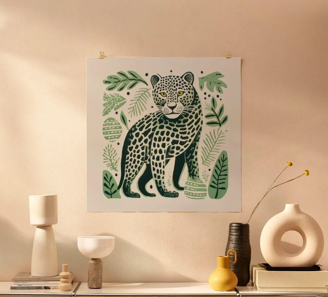 Léopard vert poster de Minimal Animal Art