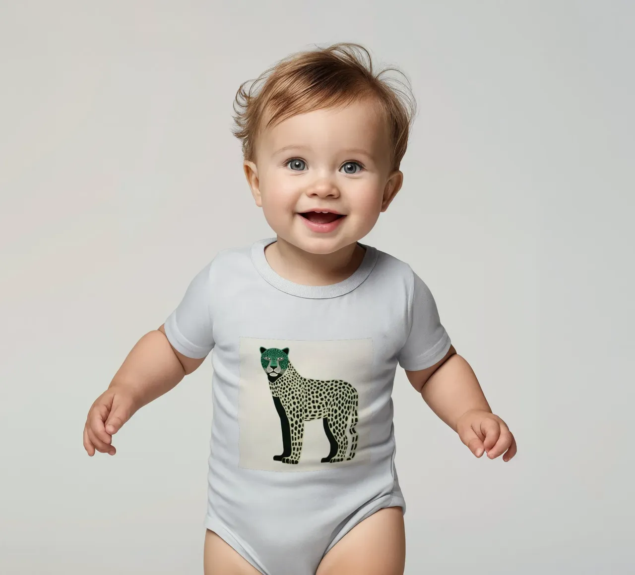 Léopard vert body bébé de Minimal Animal Art