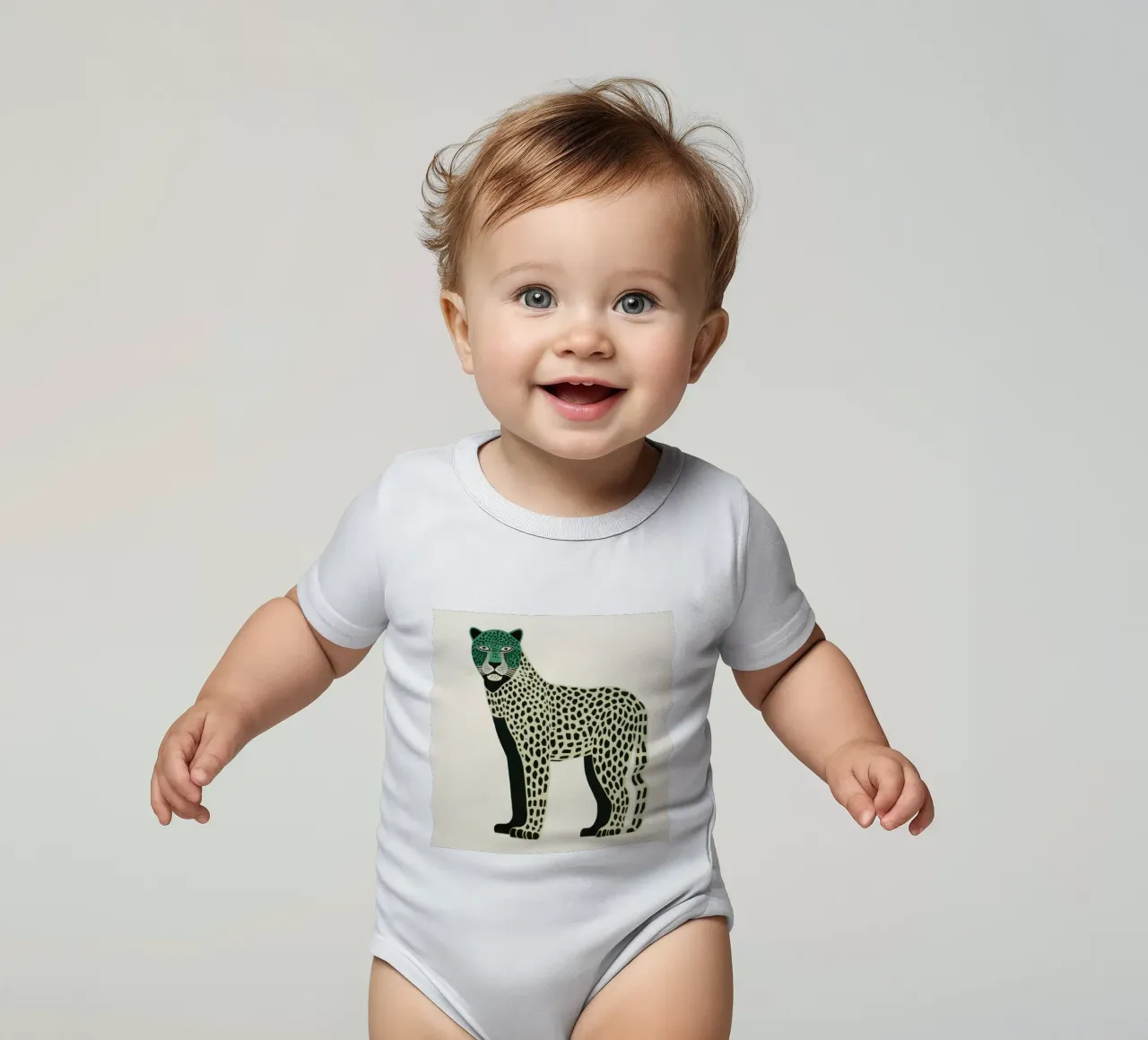 Léopard vert body bébé de Minimal Animal Art