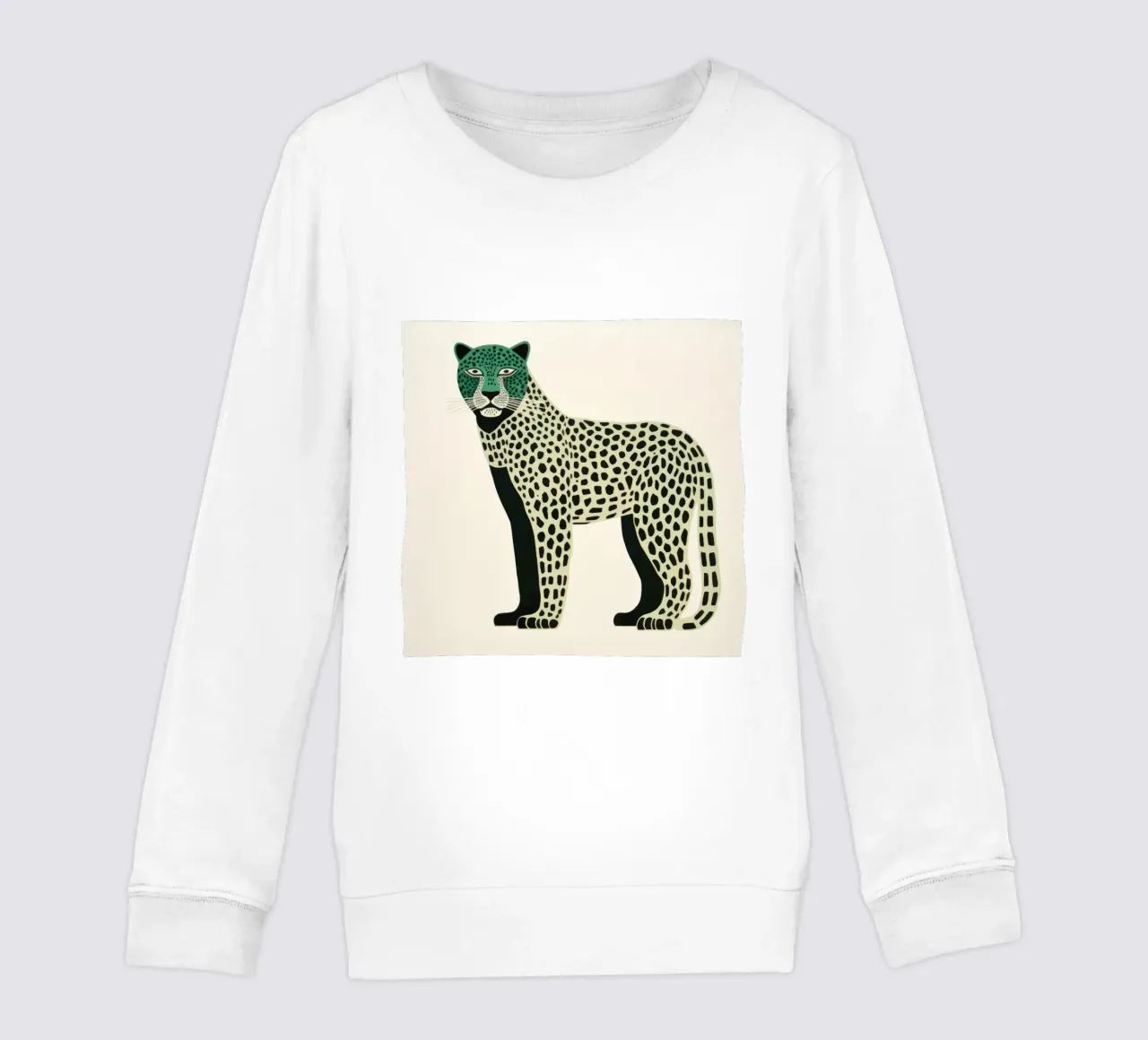 Green Leopard 3 kids sweatshirt by Minimal Animal Art