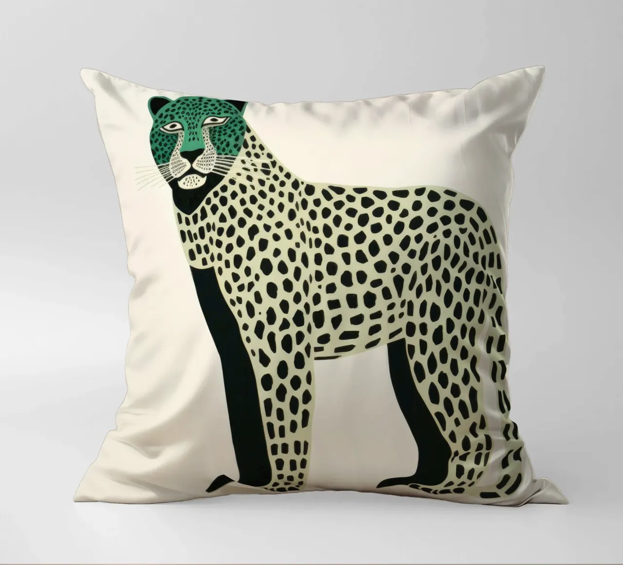 Leopardo Verde 3 cuscino da Minimal Animal Art