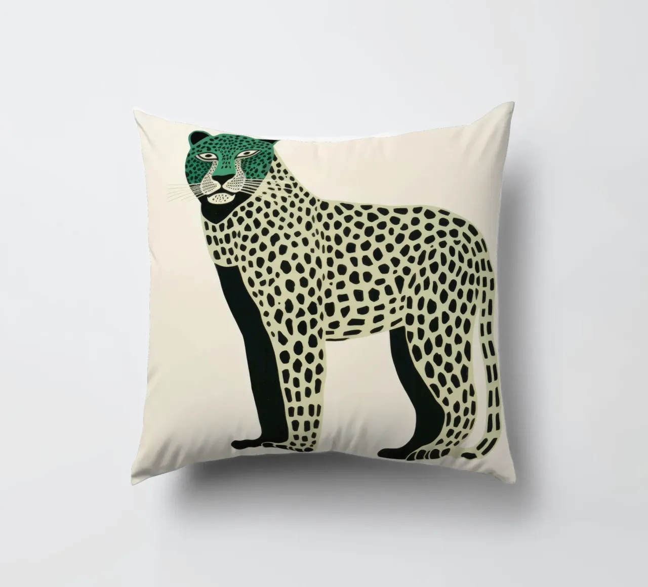 Leopardo Verde 3 cuscino da Minimal Animal Art