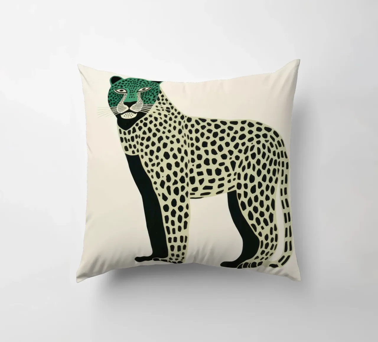 Leopardo Verde 3 cuscino da Minimal Animal Art