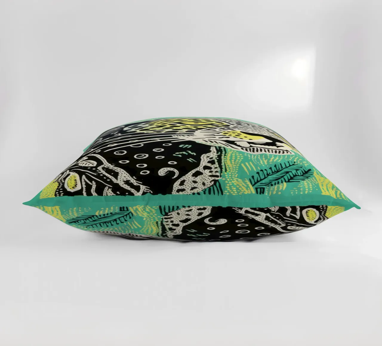 Green Leopard 4 decorative cushion by Minimal Animal Art