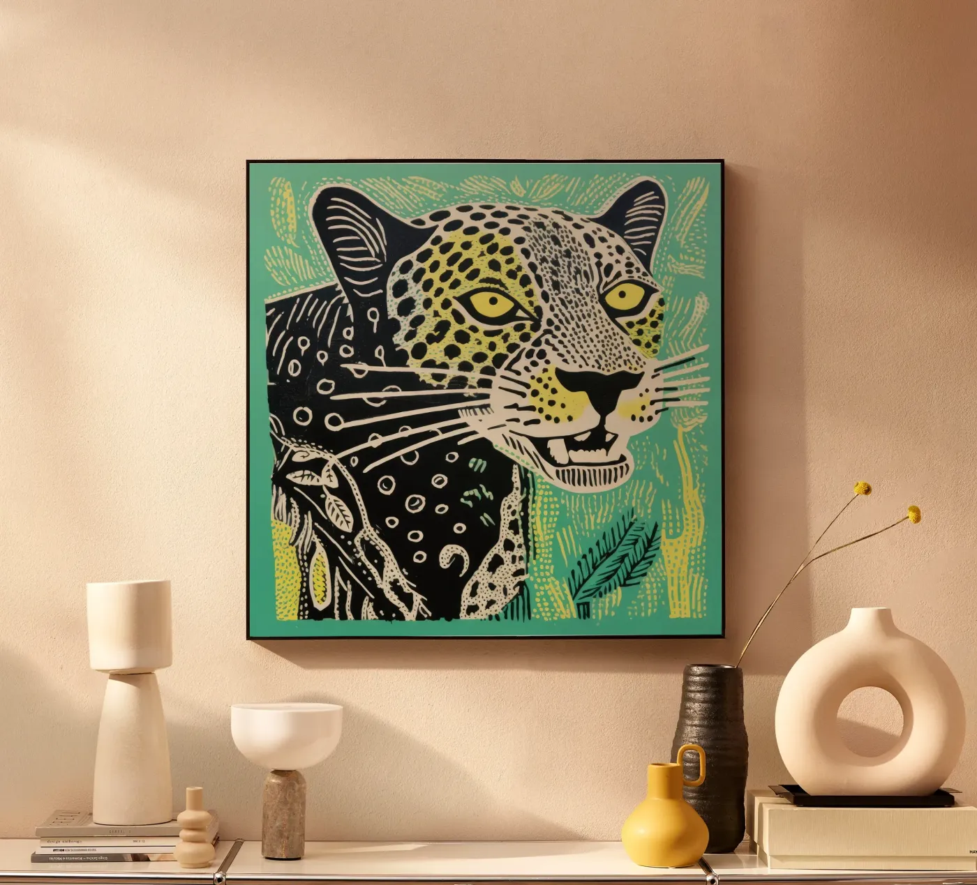 Green Leopard plexiglas de Minimal Animal Art