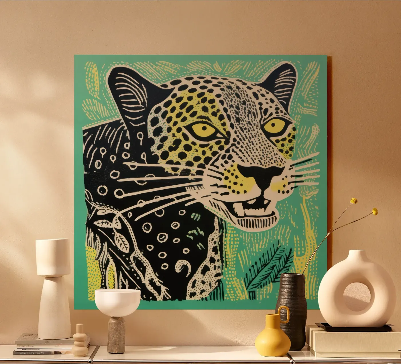 Green Leopard plexiglas de Minimal Animal Art
