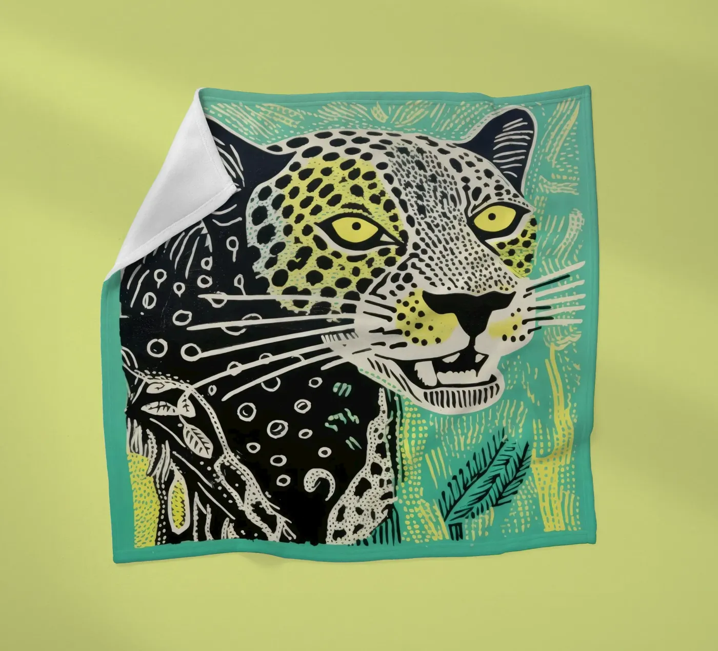 Green Leopard Fleecedecke von Minimal Animal Art