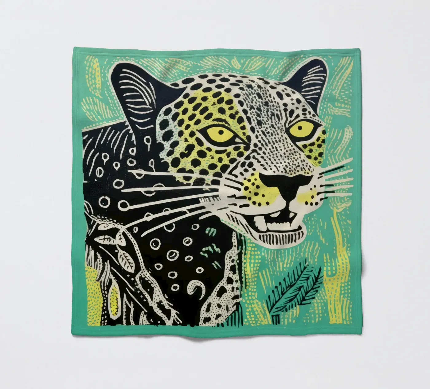 Green Leopard Fleecedecke von Minimal Animal Art