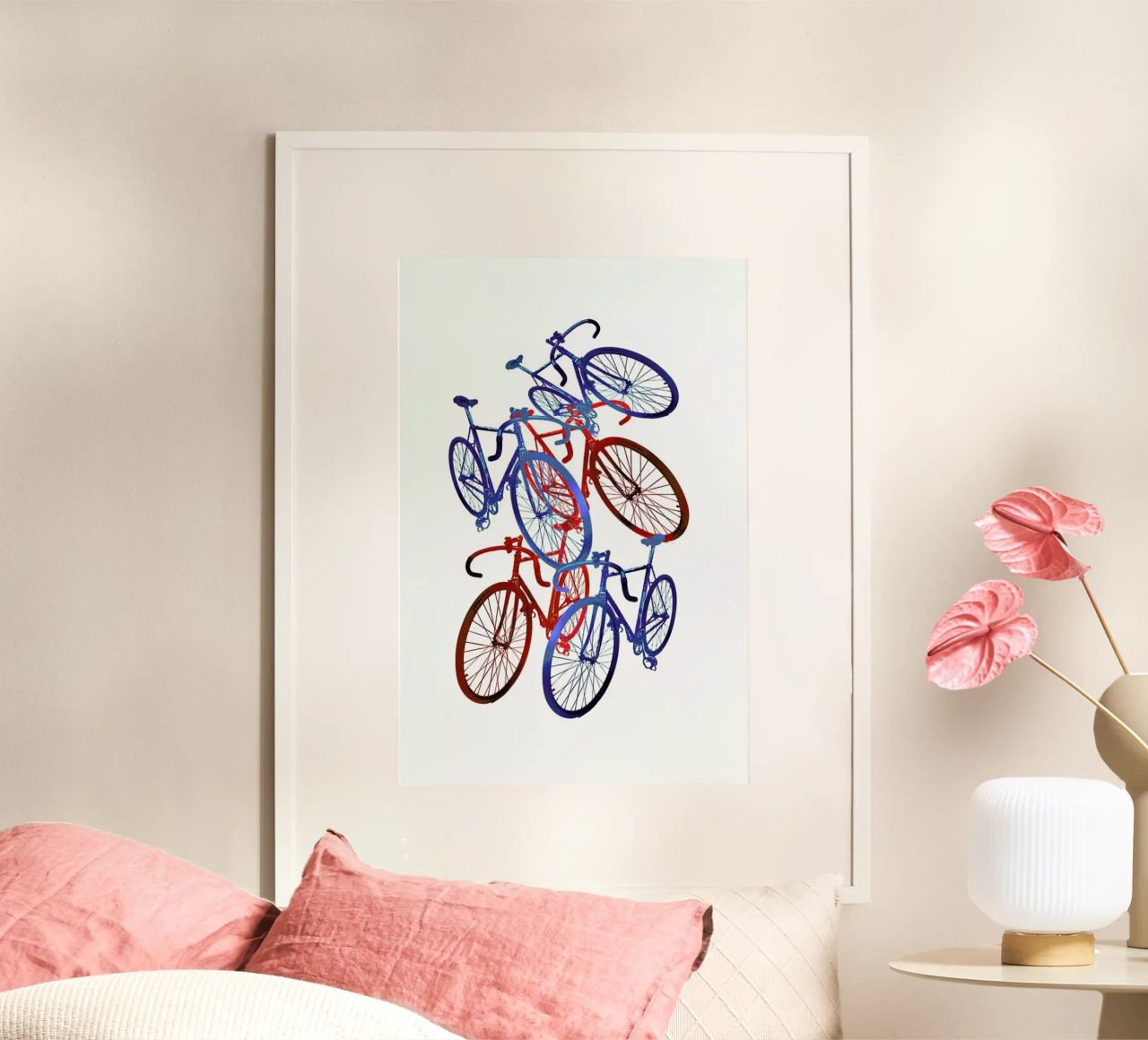 Red and blue bicycles poster by Rococco LA