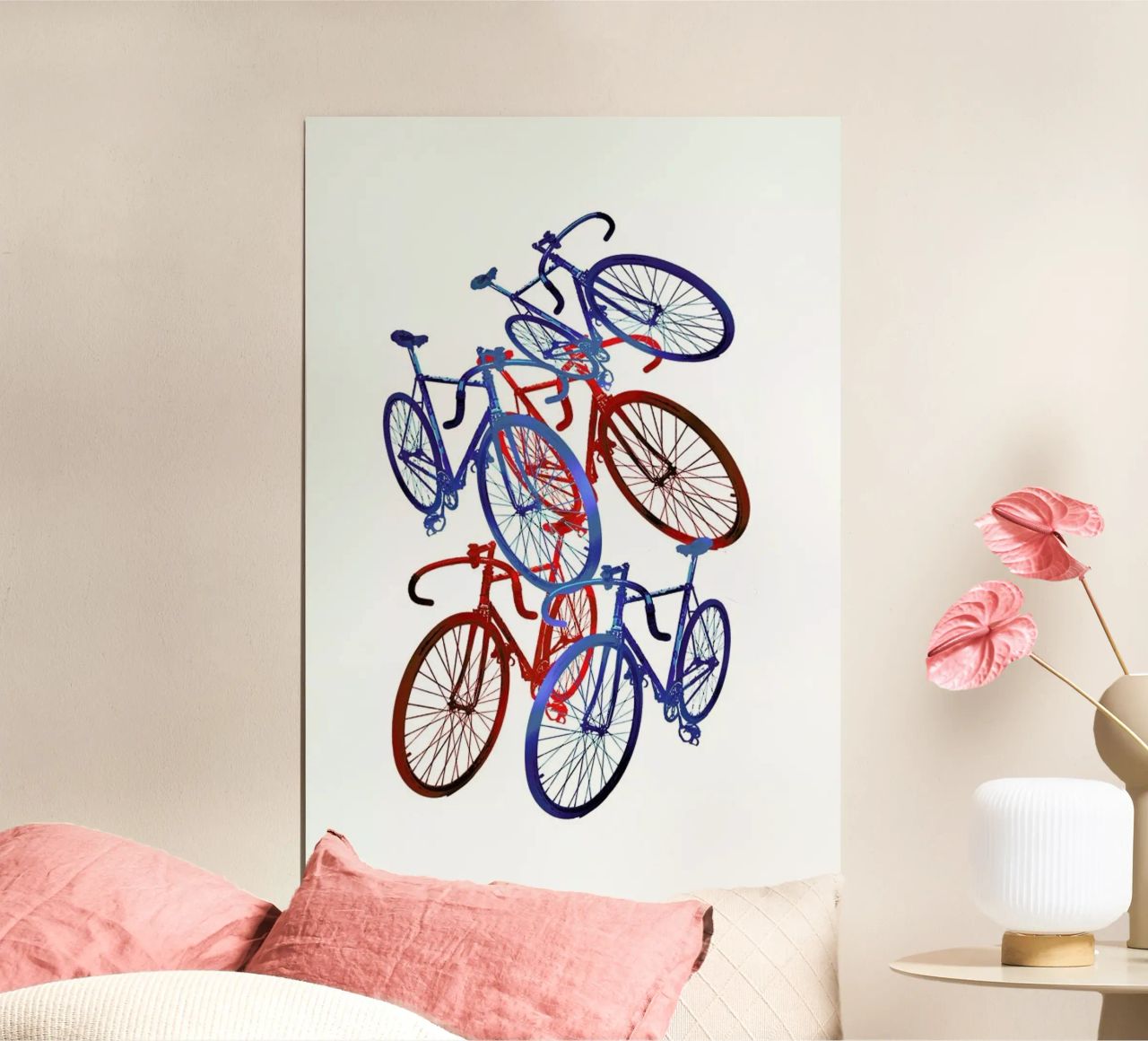 Red and blue bicycles poster by Rococco LA