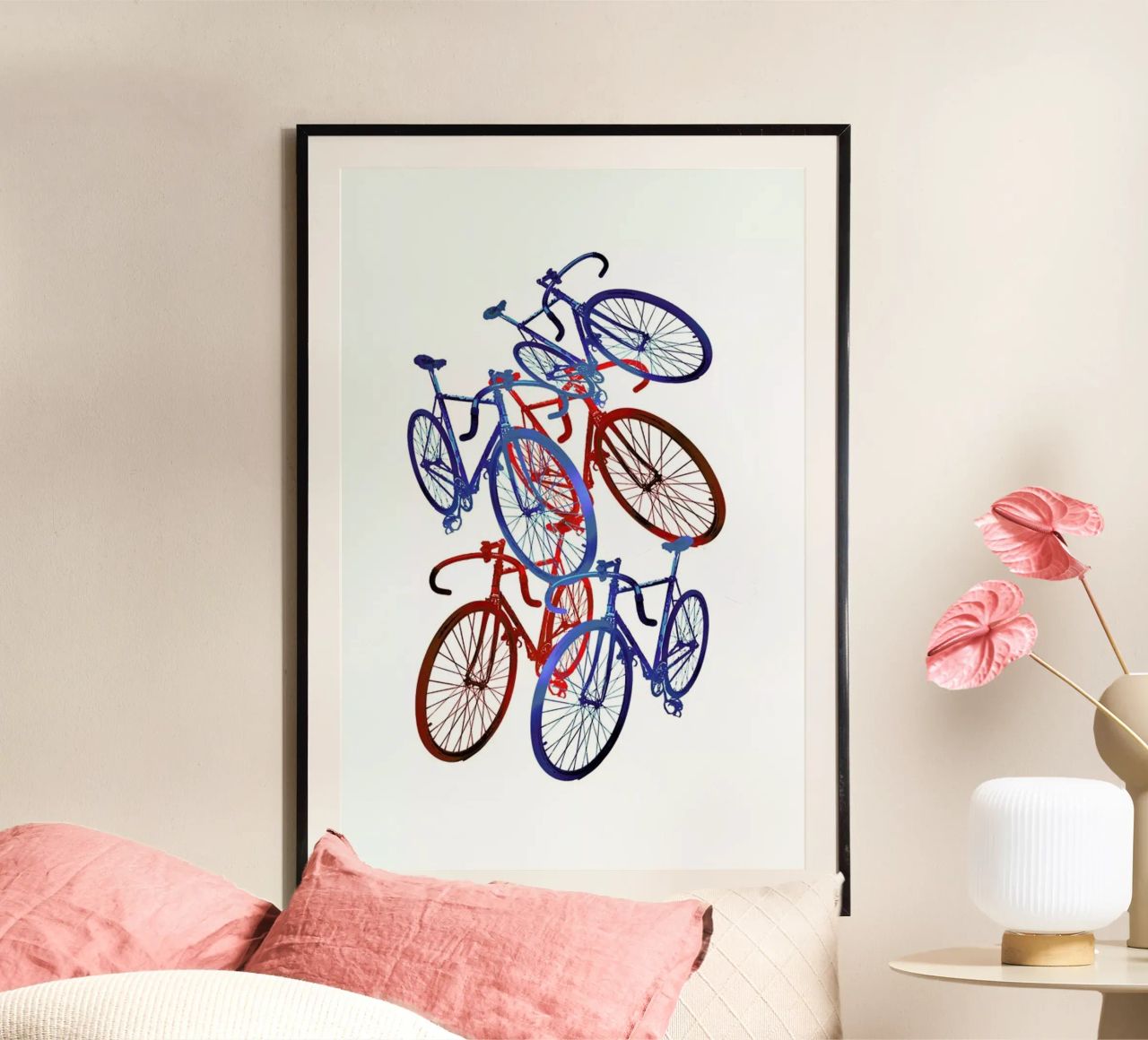 Red and blue bicycles poster by Rococco LA