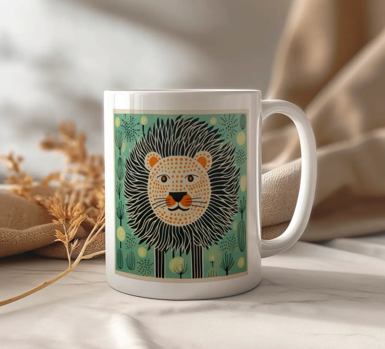 Leone Verde 1 tazza in ceramica da Minimal Animal Art