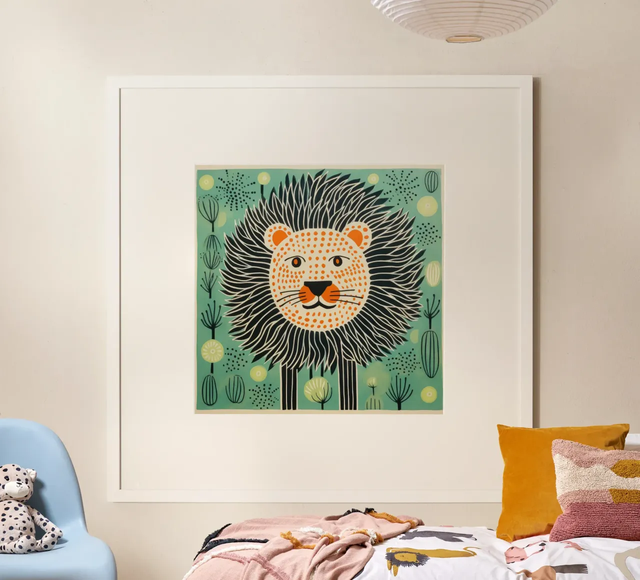 Green Lion poster by Minimal Animal Art