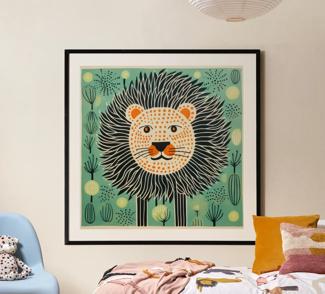 Green Lion poster by Minimal Animal Art
