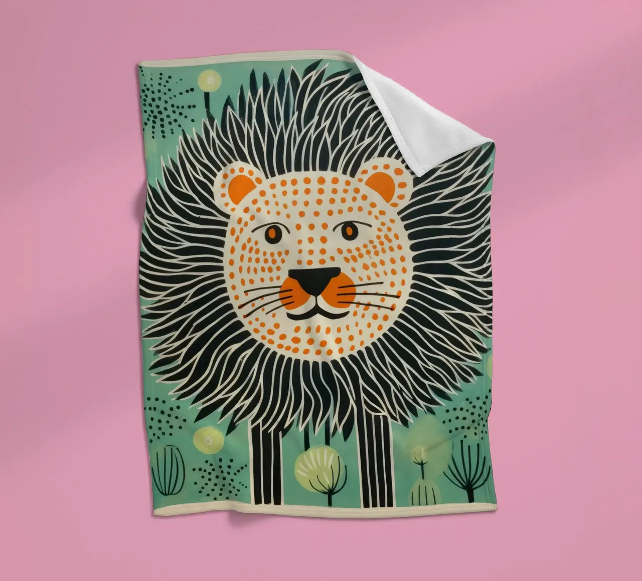 Leone Verde 1 coperta in pile da Minimal Animal Art