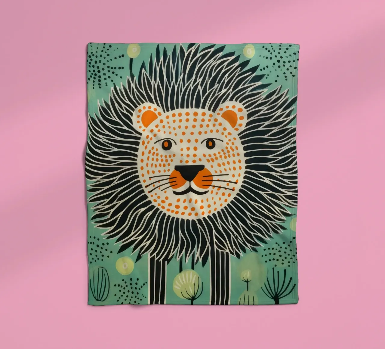 Leone Verde 1 coperta in pile da Minimal Animal Art