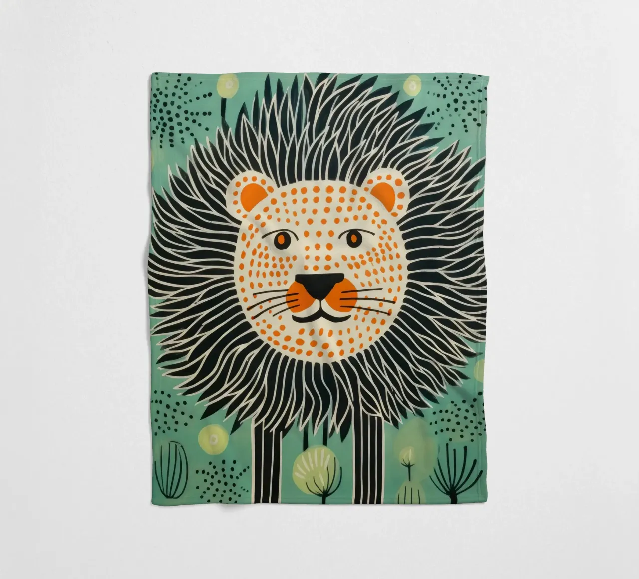 Leone Verde 1 coperta in pile da Minimal Animal Art