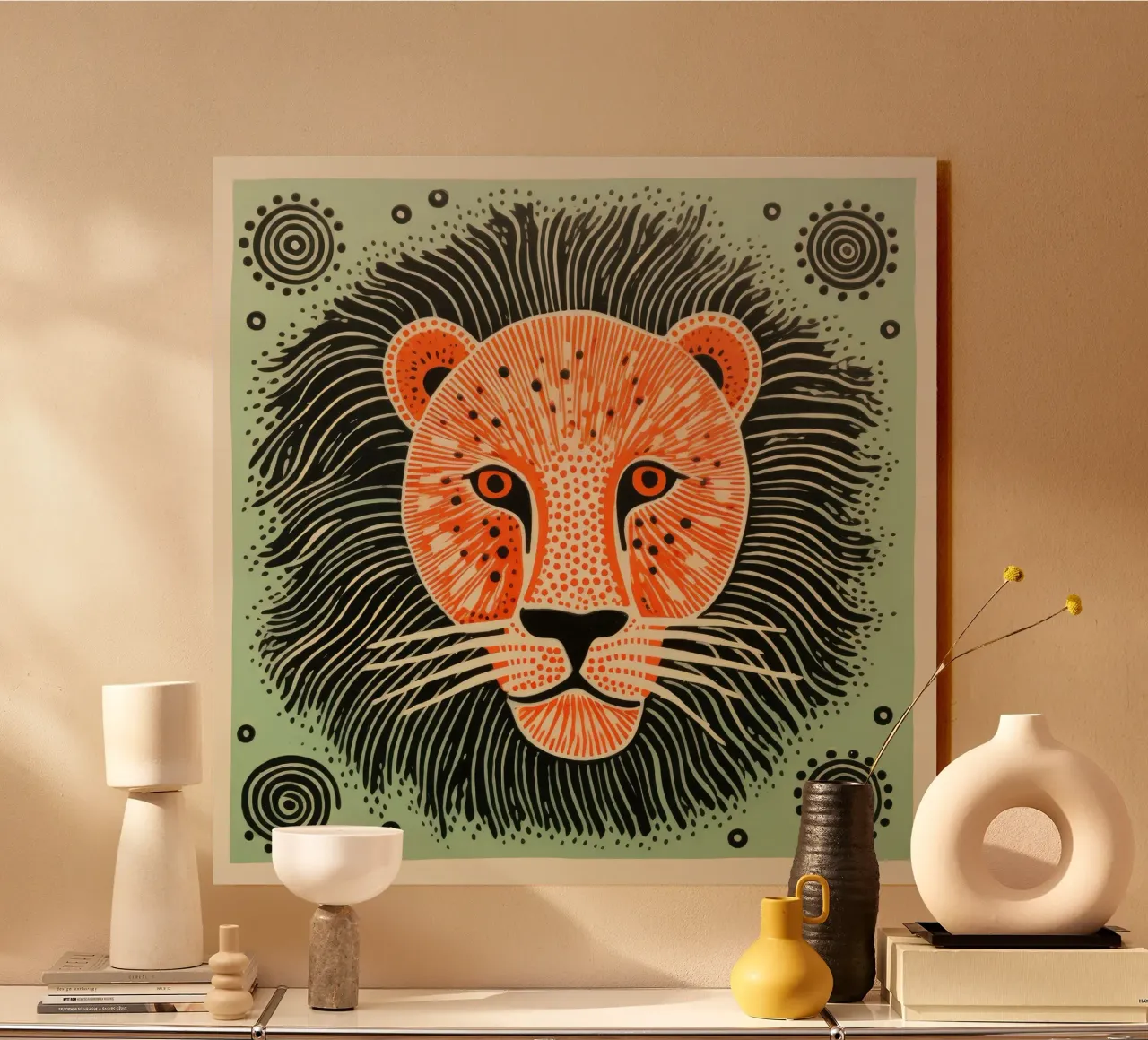 Leone Verde 2 alluminio dibond da Minimal Animal Art