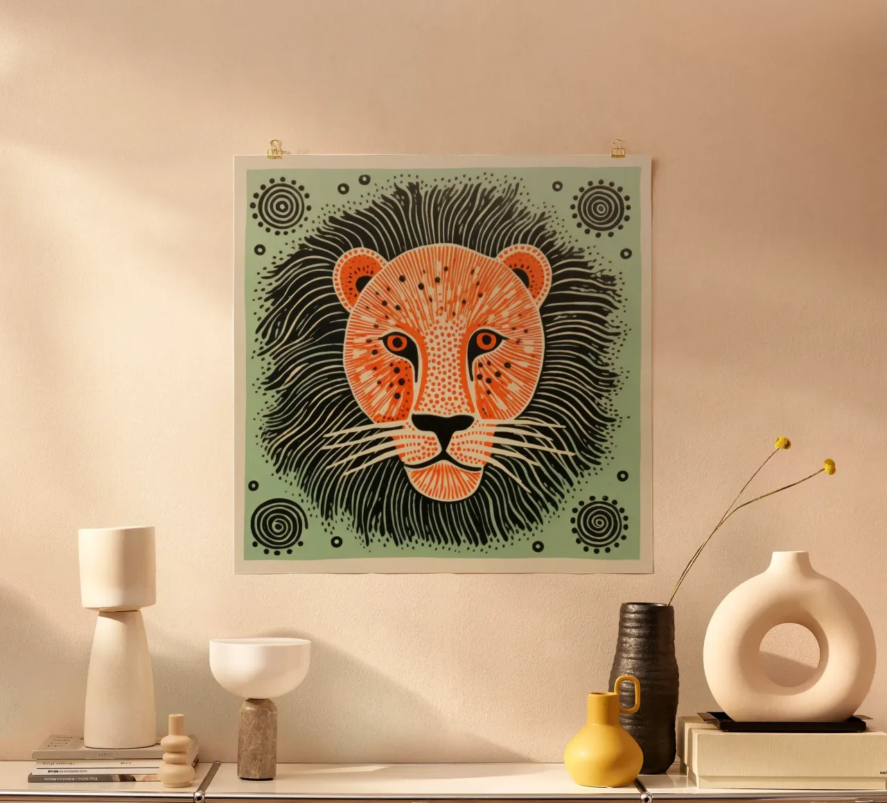 Green Lion poster da Minimal Animal Art