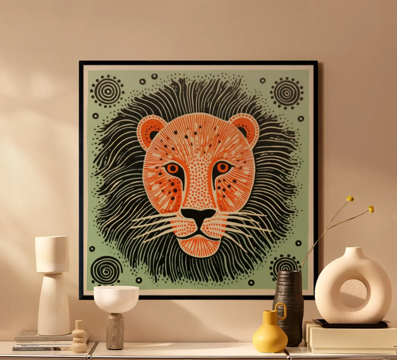Green Lion poster da Minimal Animal Art
