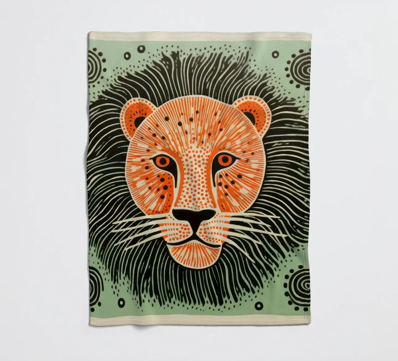 Lion vert 2 plaid polaire de Minimal Animal Art