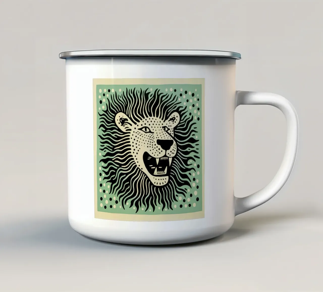 Leone Verde 3 tazza in smalto da Minimal Animal Art