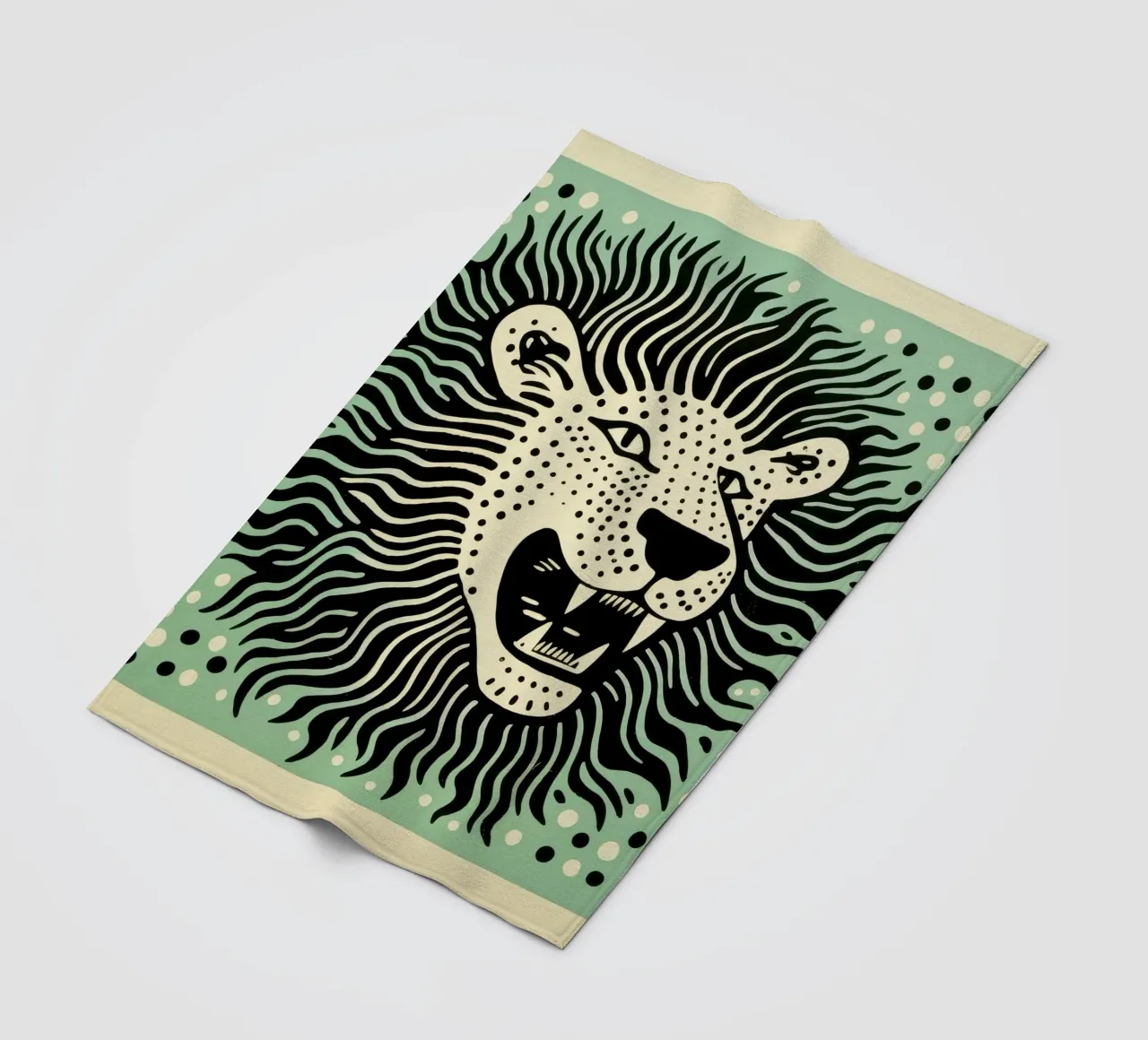 Leone Verde 3 coperta in pile da Minimal Animal Art