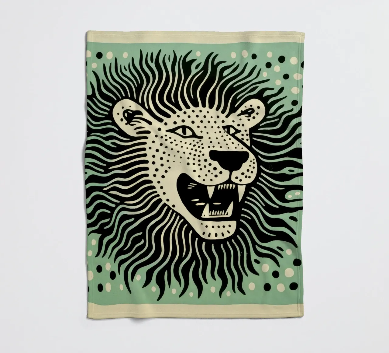 Leone Verde 3 coperta in pile da Minimal Animal Art