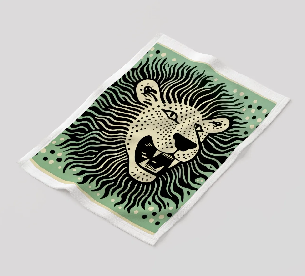 Leone Verde 3 coperta in pile da Minimal Animal Art