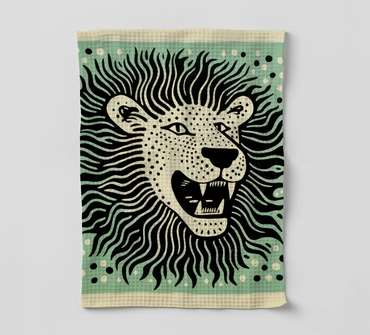 Lion vert 3 torchon de Minimal Animal Art