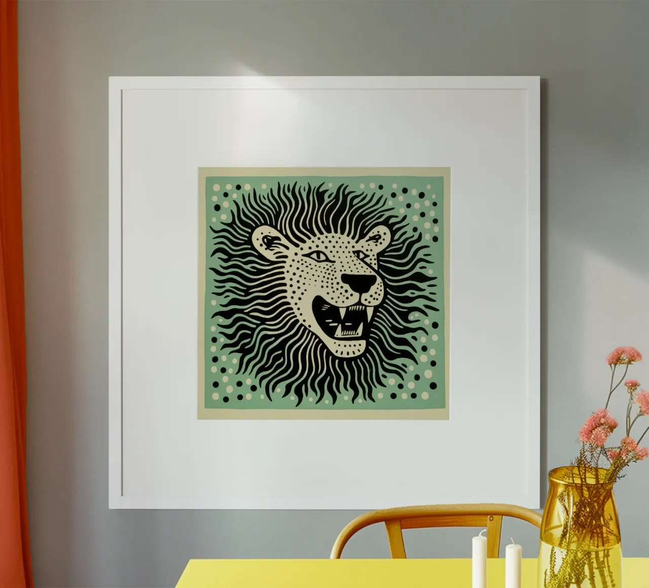 Leone Verde poster da Minimal Animal Art