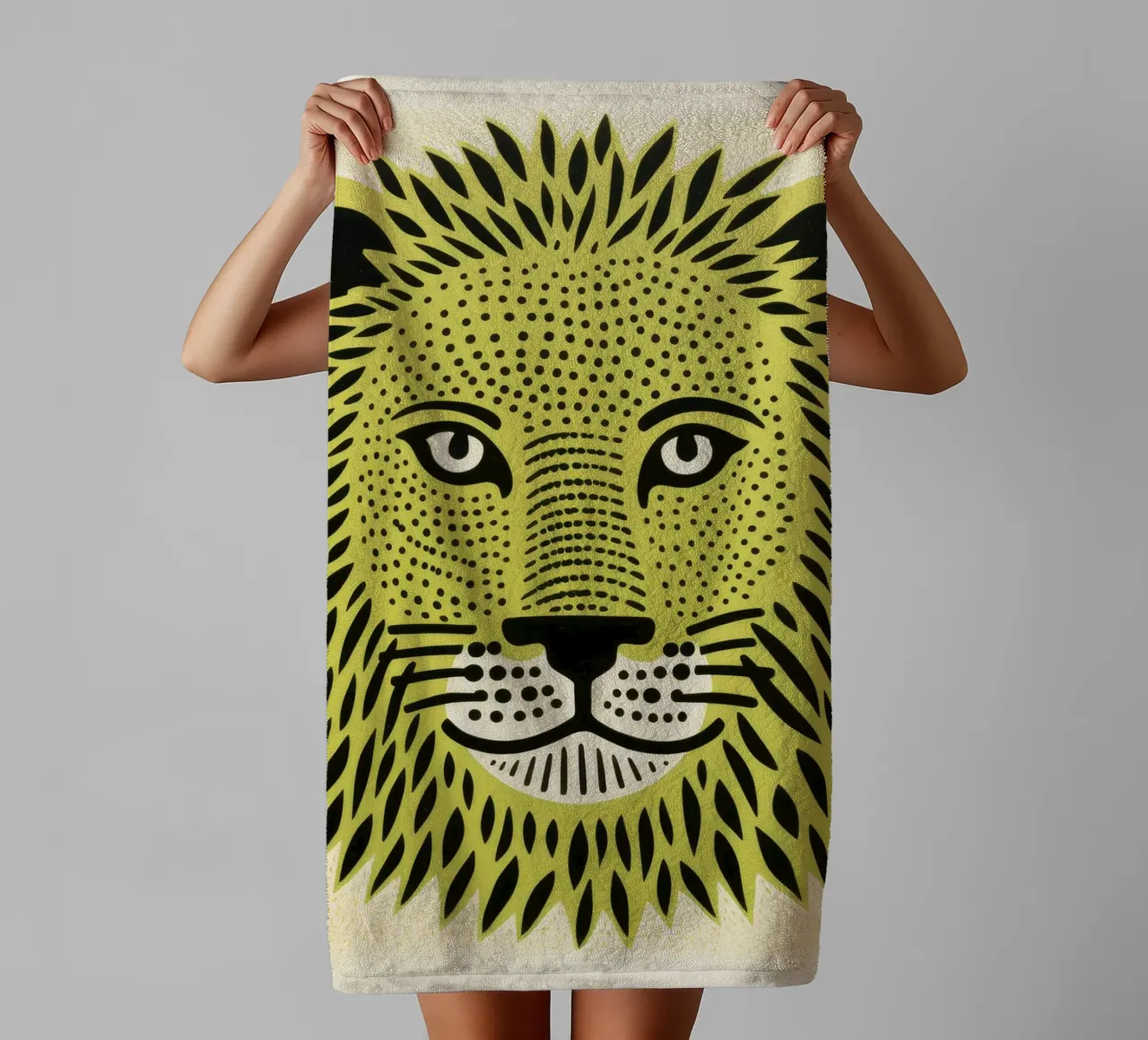 Lion vert 4 serviette de bain de Minimal Animal Art