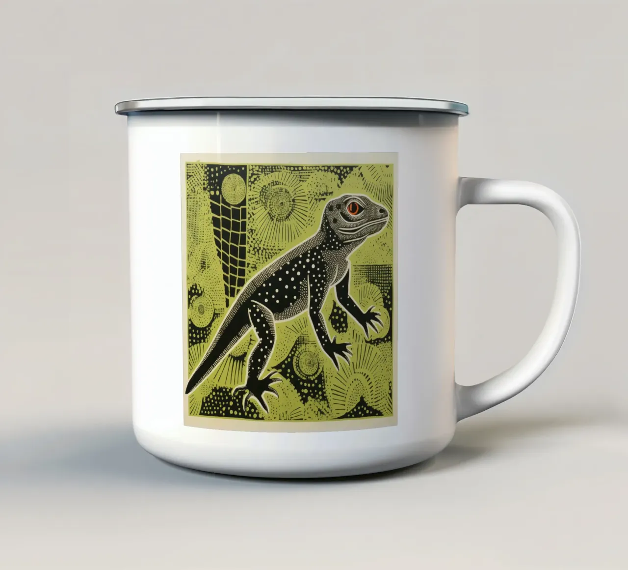 Lucertola verde 1 tazza in smalto da Minimal Animal Art