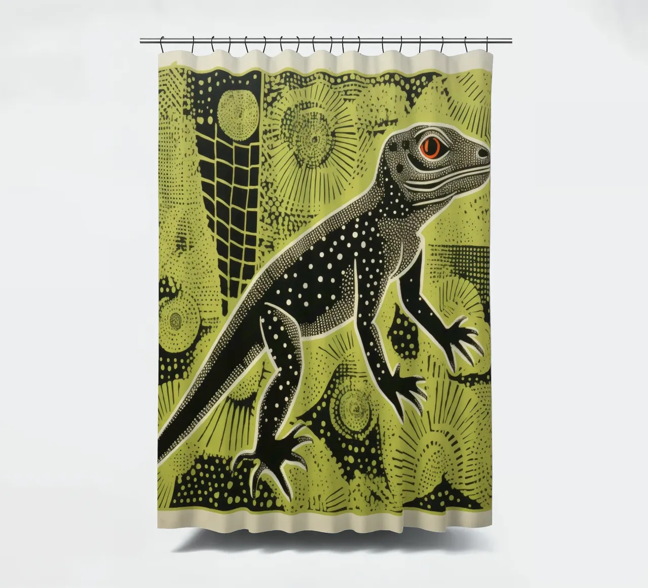 Grüne Eidechse 1 Duschvorhang von Minimal Animal Art