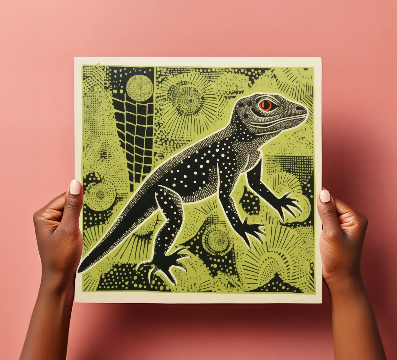 Green Lizard 1 sticker sheet by Minimal Animal Art
