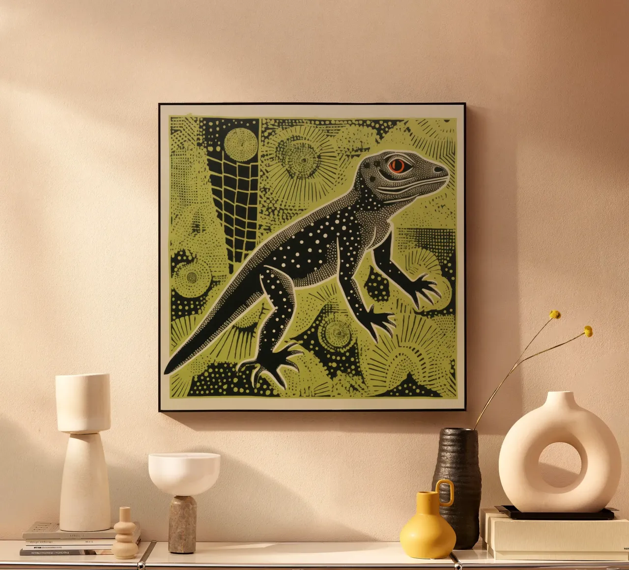 Grüne Eidechse 1 Acryl-Glas von Minimal Animal Art