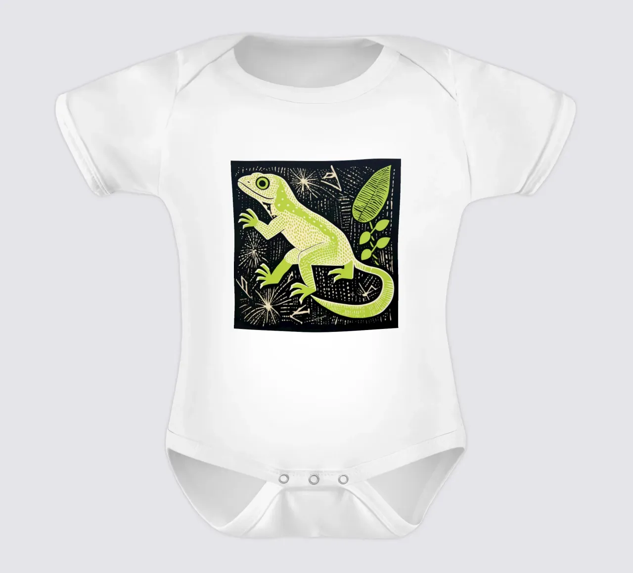 Lucertola verde 2 body neonato maniche corte da Minimal Animal Art