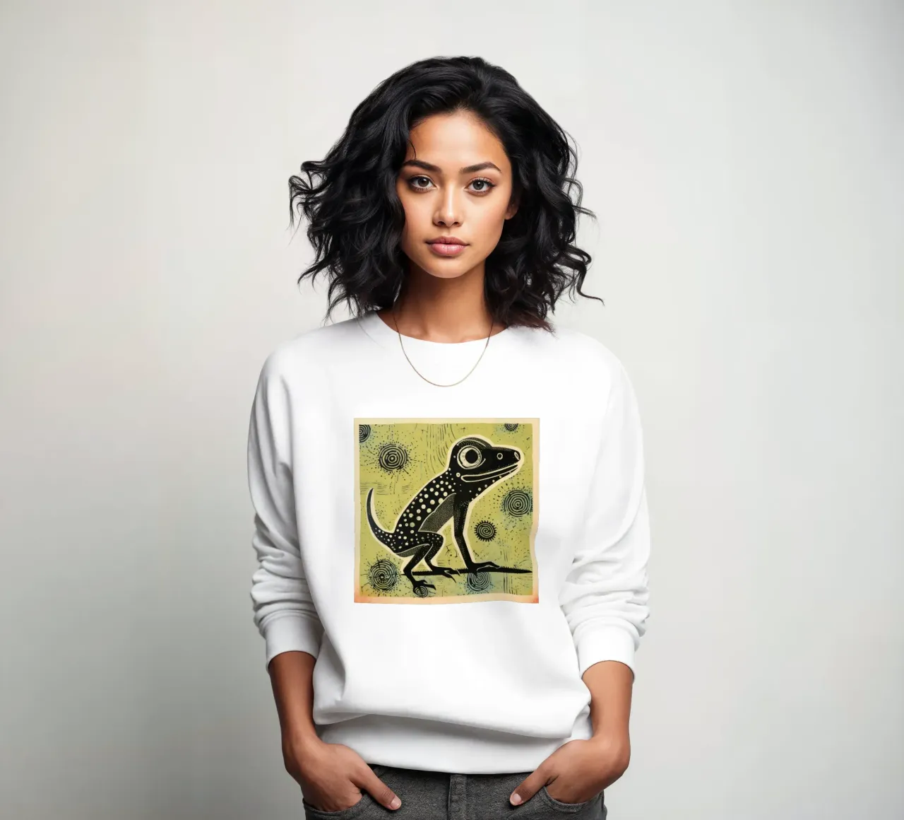 Green Lizard 3 sweatshirt by Minimal Animal Art