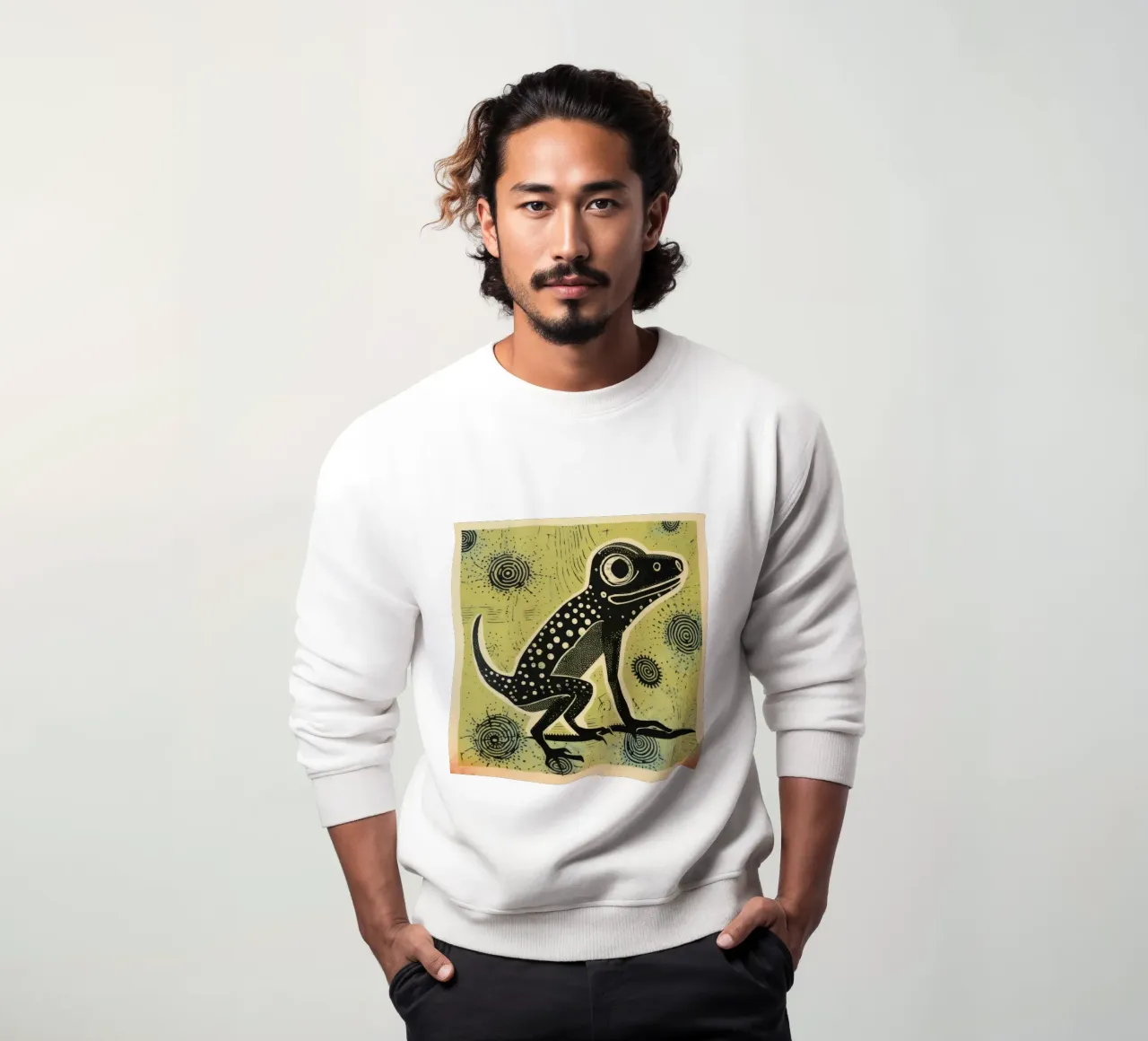 Green Lizard 3 sweatshirt by Minimal Animal Art