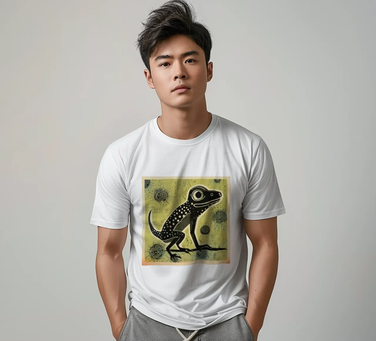 Lucertola verde t-shirt da Minimal Animal Art
