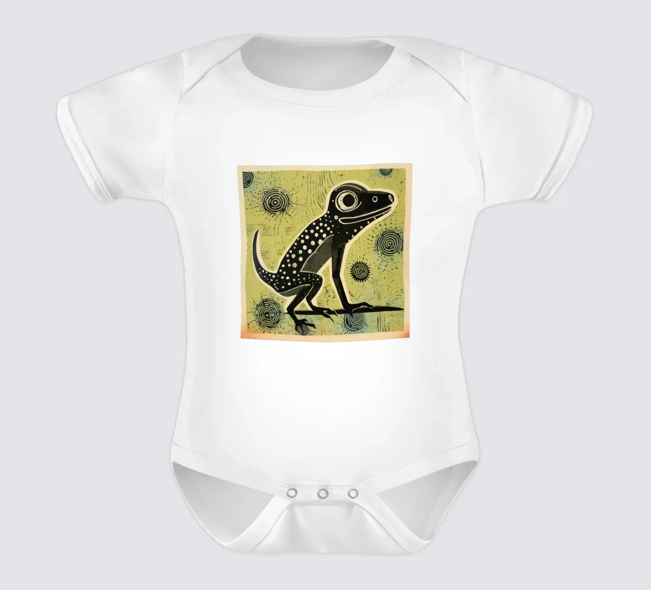 Lucertola verde body neonato maniche corte da Minimal Animal Art