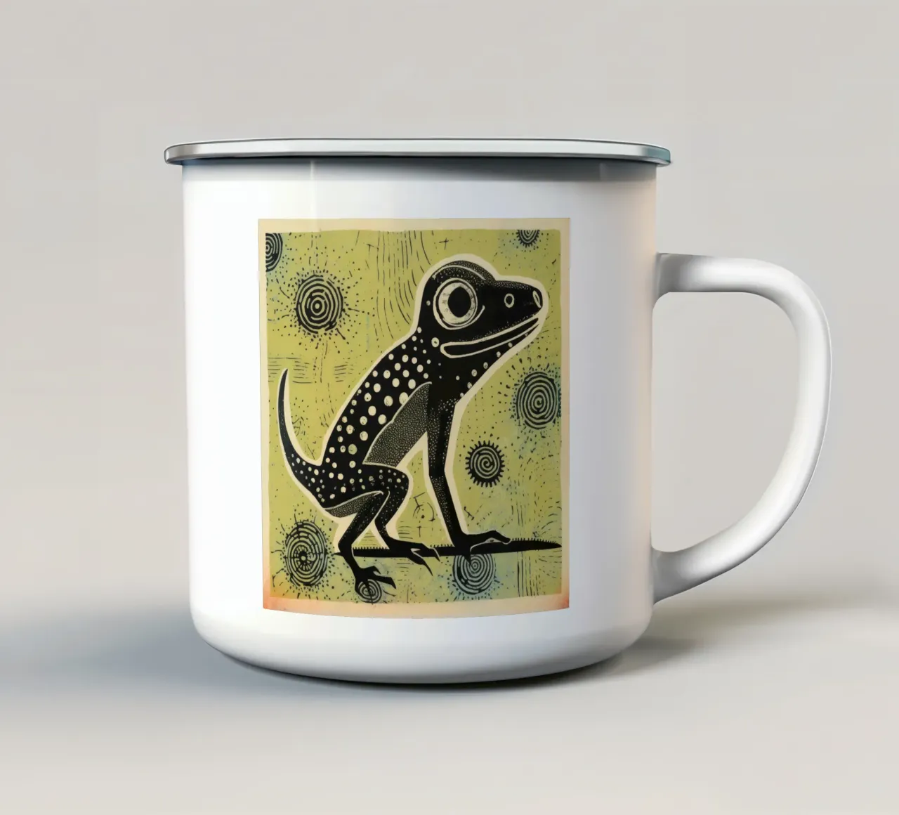 Lagarto Verde 3 taza de esmalte de Minimal Animal Art