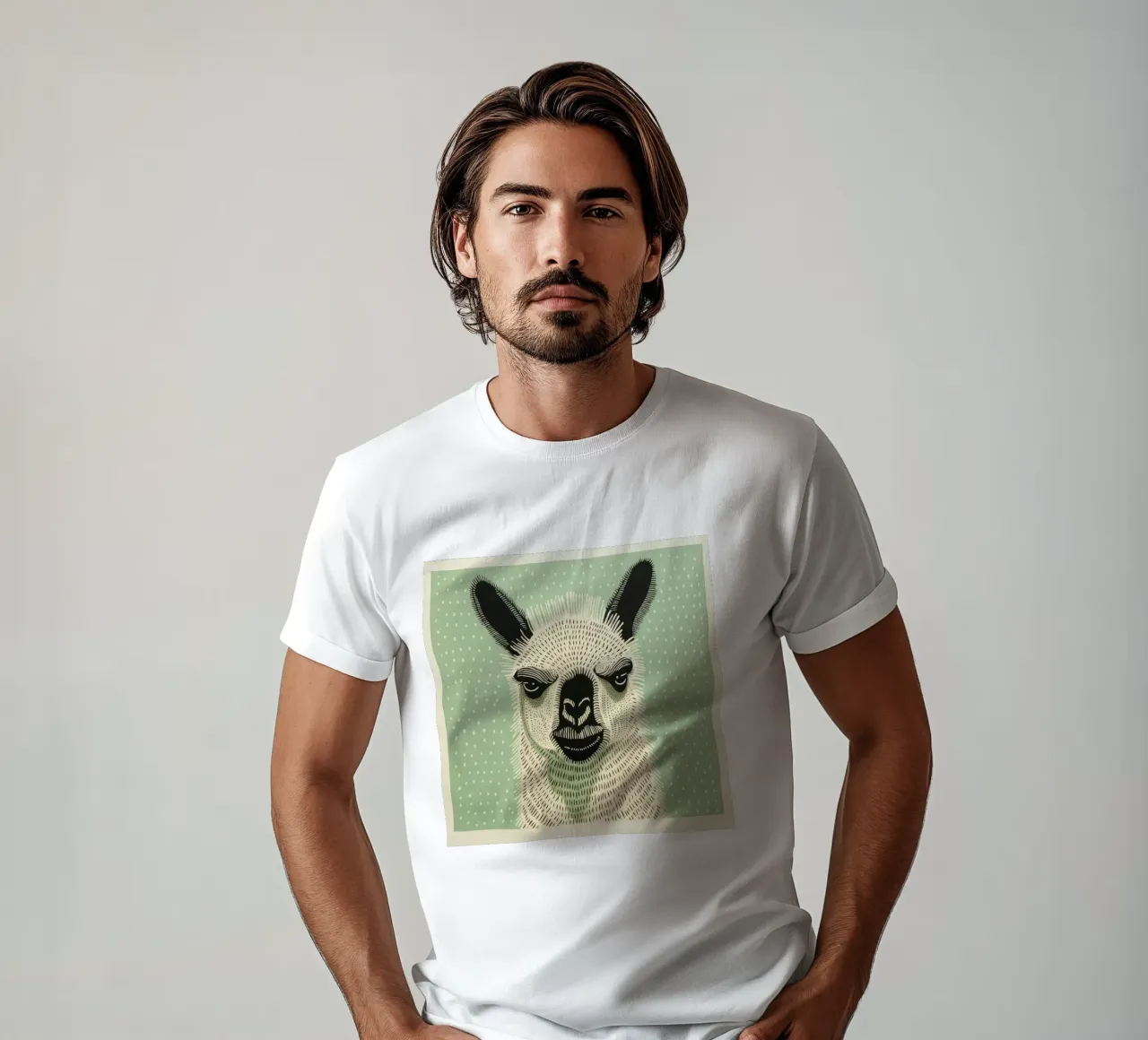 Lama verde 1 t-shirt da Minimal Animal Art